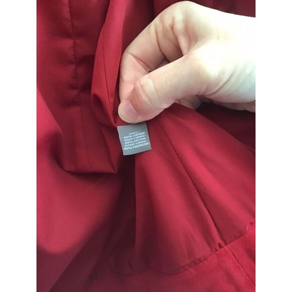 NEIMAN MARCUS Red Suede Leather Studded Moto Jacket Size Small P14682 - Picture 3 of 5